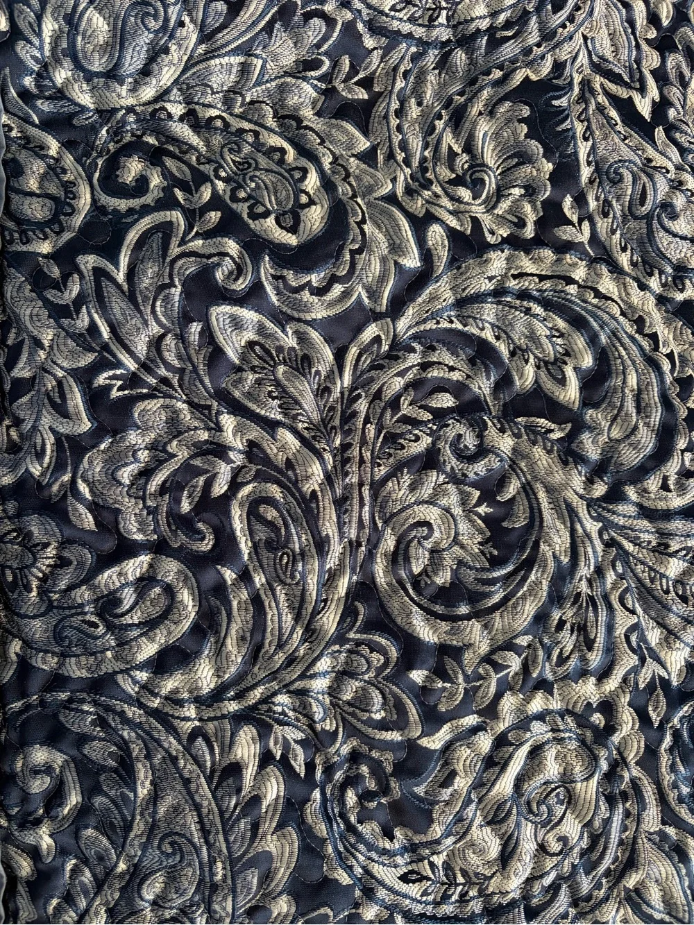 Navy and Cream Paisley Quilted Throw